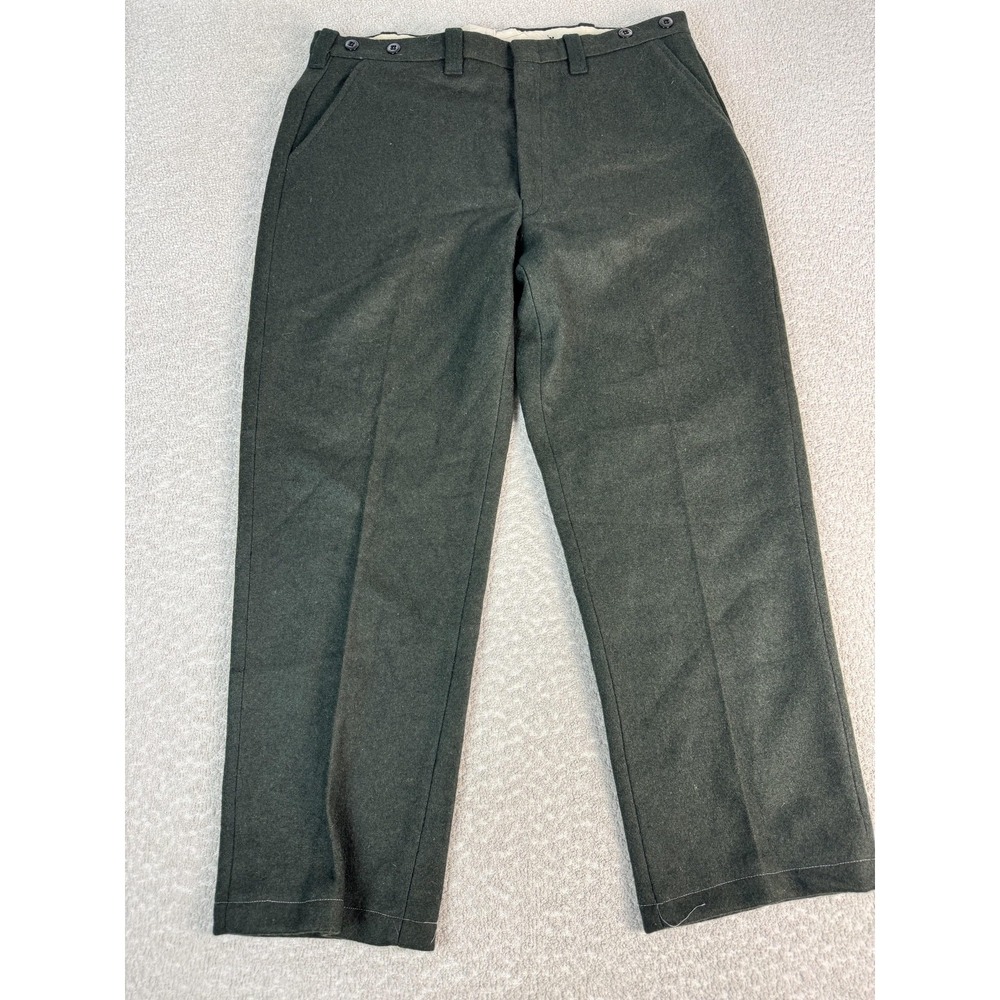 Vintage Melton Wintermaster Pants Mens 36x28 Green Wool Suspender Buttons